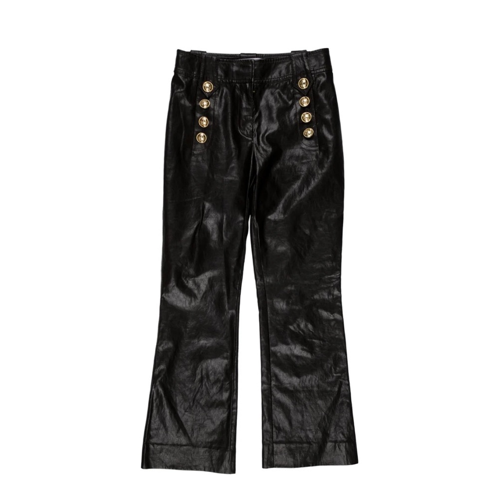 Derek Lam women Brown leather Pants with Gold Buttons